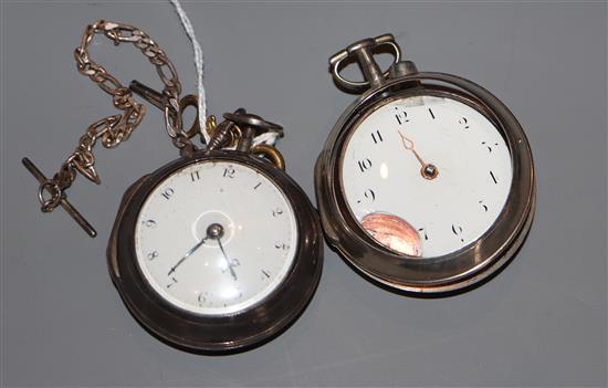 Two George III silver pair cased pocket watches